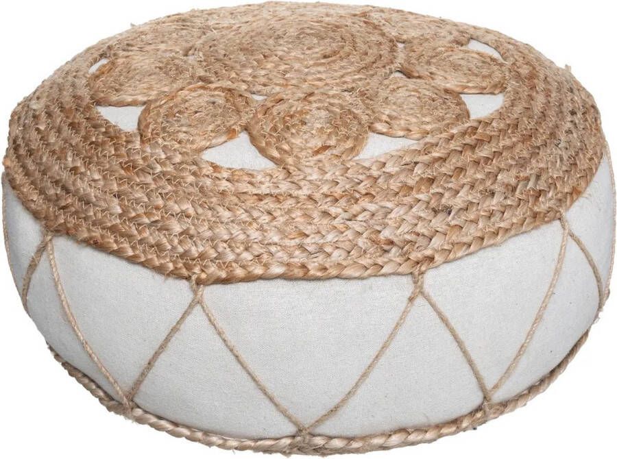 Atmosphera Vloerkussen Rituals beige jute katoen 43 x 18 cm Extra dik rond grond zitkussen matraskussen Lage poef