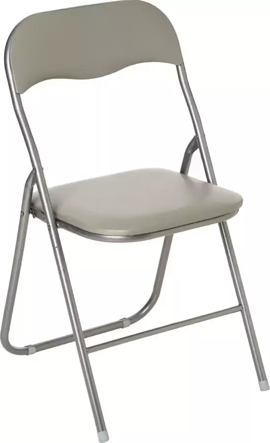 5five Klapstoel met pvc zitting beige 44 x 48 x 79 cm metaal Bijzet stoelen Inklapbaar - Foto 1