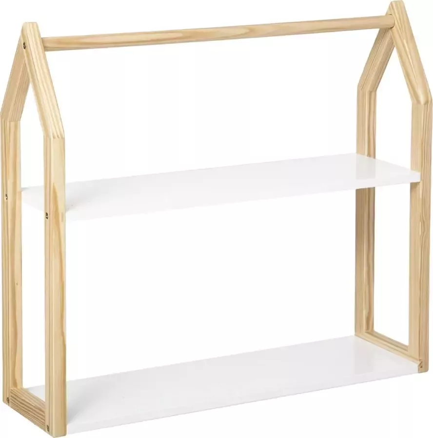 Atmosphera Kids wandplank in de vorm van een huis H 50.8 cm Wit Plank Etagere Kinderkamer Muurdecoratie