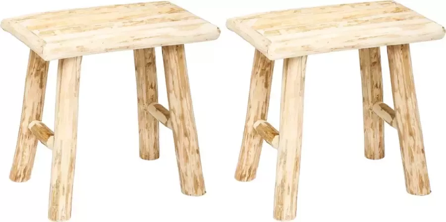 Atmosphera Zit krukje bijzet stoel 2x hout houtskleur L23 x B34 x H31 cm Krukjes - Foto 1