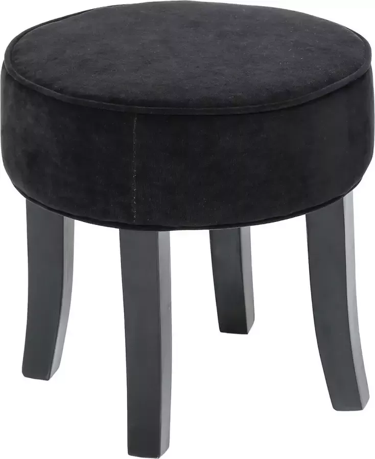 Atmosphera Zit krukje bijzet stoel hout stof zwart fluweel D35 x H40 cm Krukjes - Foto 1