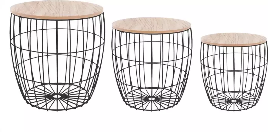 Atmosphera Zwarte atomaire salontafel set van 3 Zwart