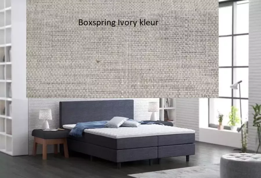 A.T.O.M Boxspring ivory 180x220cm met koudschuim medium 3D topper 10cm