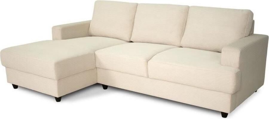 Aucune 4-zits hoekbank links PAUL in koord Beige stof 216 x 141 x 79 cm Made in Ukraine