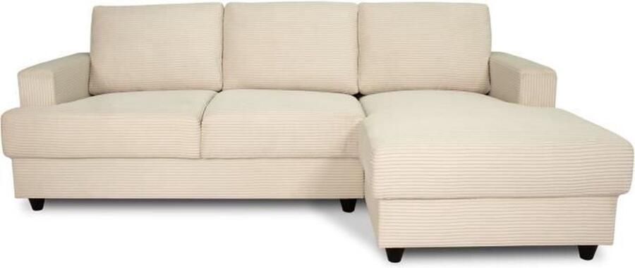 Aucune 4-zits hoekbank rechts PAUL in koord Beige stof 216 x 141 x 79 cm Made in Ukraine