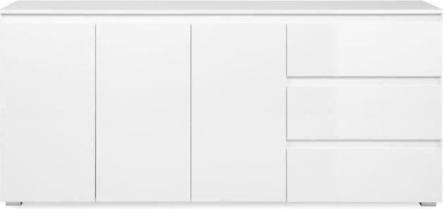 Aucune Capetown dressoir Glanzend wit decor Spaanplaat 3 deuren 3 planken 3 laden 179 x 80 5 x 40 cm