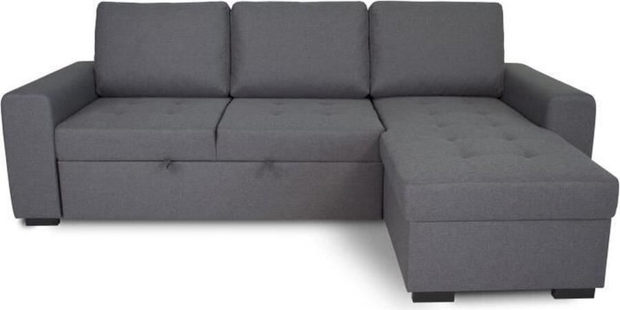 Aucune CATHY 3-zits omkeerbare hoekbank Grijze stof L 242 x D 155 x H 85 cm