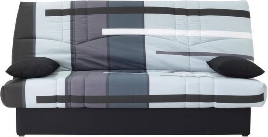 Merkloos Clic clac 3 plaatsen DREAM 100% katoenen stof met grijze baanprint Bed 125x190 cm L190 x D92 x H96 cm