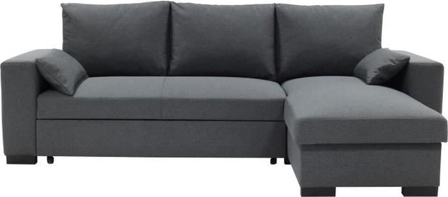 Aucune Converteerbare hoekbank MORGAN CV RV Neve 3 plaatsen Antraciet met ladekast en decoratieve kussens CONFORTEAM
