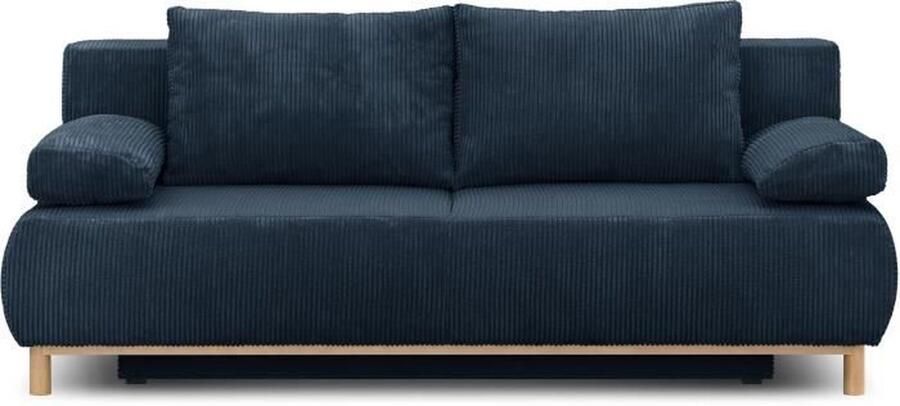 Merkloos MIKA 3-zits ombouwbank Donkerblauw corduroy Opbergdoos L 192 x H 84 x D 93 cm