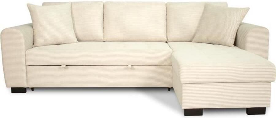 Aucune Omkeerbare hoekbank 4 plaatsen HAMILTON Beige stof L 245 x D 150 x H 86 Made in Ukraine