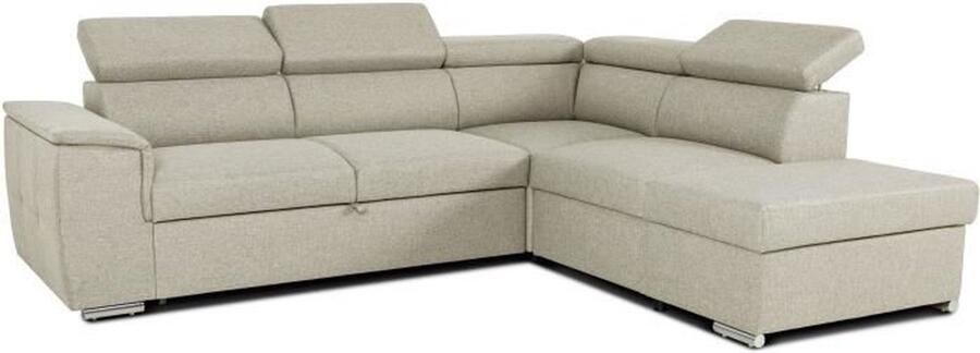 Aucune Omkeerbare hoekbank met commode 5 plaatsen DAYTONA Beige stof 260 x 77 94 x 216 cm