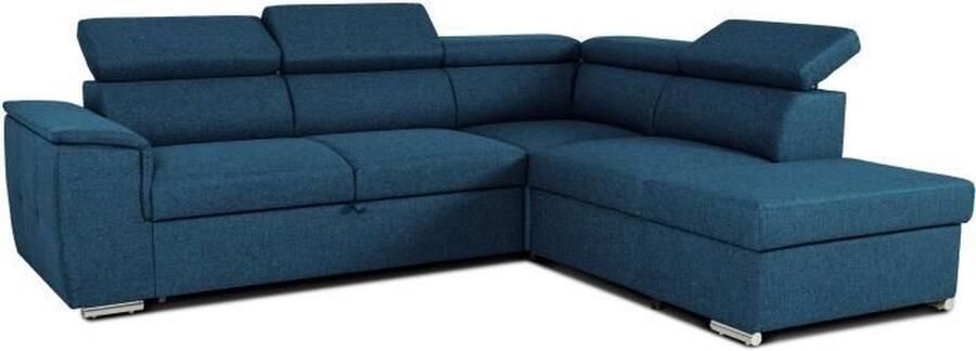Aucune Omkeerbare hoekbank met commode 5 plaatsen DAYTONA Blauwe stof 260 x 94 x 216 cm