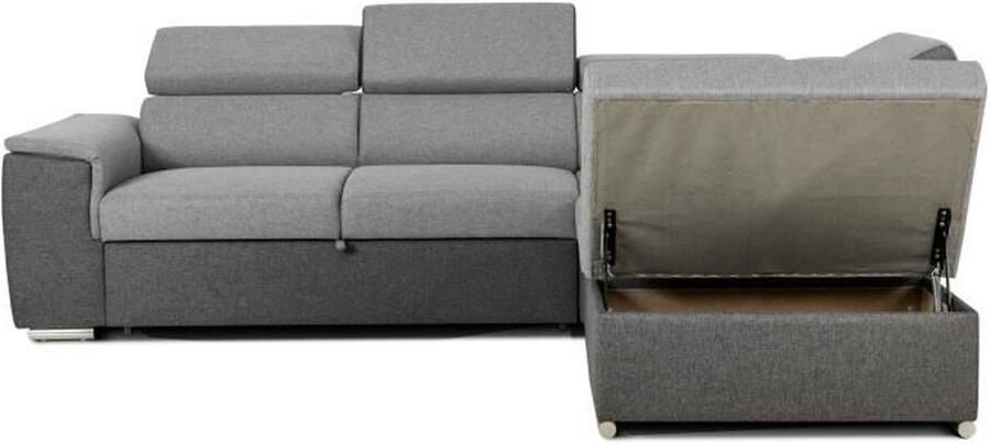 Aucune Omkeerbare hoekbank met ladekast 5 plaatsen DAYTONA Grijze en antraciet stof 260 x 77 94 x 216 cm