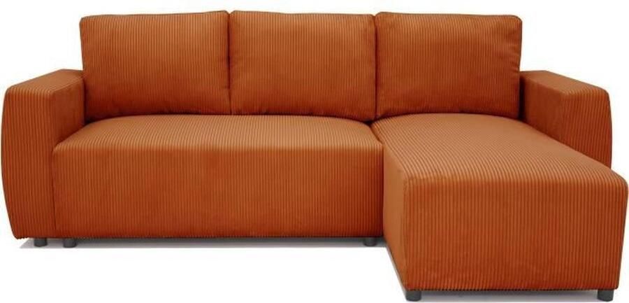 Aucune PHARELL hoekbank 3 tot 4 plaatsen Terracotta corduroy stof Omkeerbaar L 224 x D 155 x H 85 cm