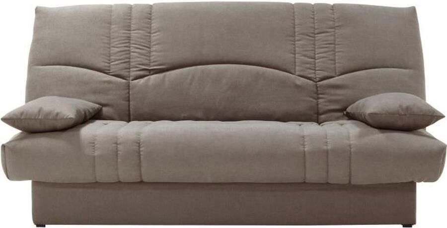 Aucune THELMA 3-zits slaapbank Taupe Soro stof Bed 125x190 cm L190 x D92 x H96 cm