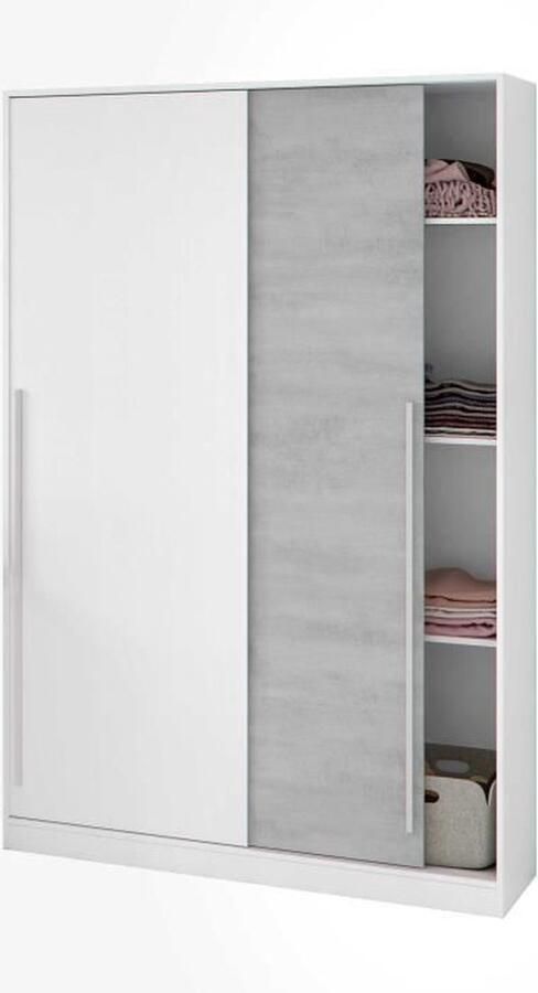 Merkloos TOP kledingkast Artik wit en vehlo wit decor 2 schuifdeuren L200 x H120 x D50 cm