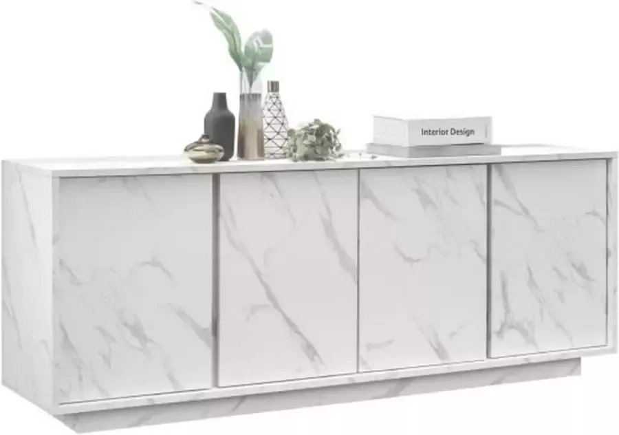 Aucune Buffet White Marble Chic Style 4 Deuren Marmo L 180 X D 43 X H 70 cm - Foto 2