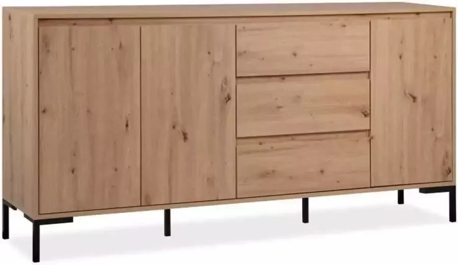 Aucune Korsika Row Chene Artisan 3 deuren 3 laden 2 etages industriële stijl L 178 5 x D 40 x H 87 cm