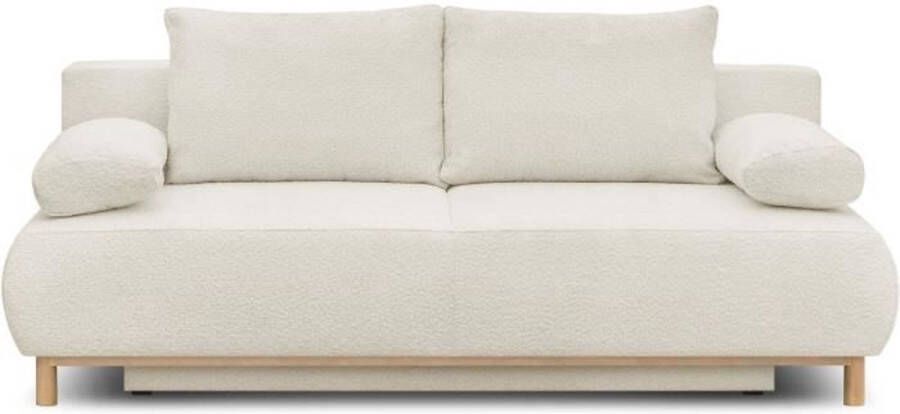 Merkloos MIKA 3-zits ombouwbank Beige Bouclette stof Opbergdoos L 192 x H 84 x D 93 cm