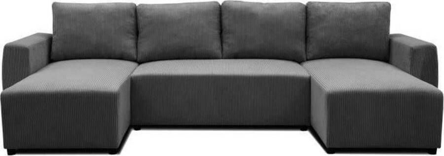 Aucune PHARELL 5 6-zits panoramische converteerbare hoekbank Antraciet corduroy stof Opbergdoos L297 x P155 x H7