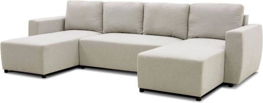 Aucune PHARELL 5 6-zits panoramische converteerbare hoekbank Beige stof Opbergdoos L297 x D155 x H71 85 cm