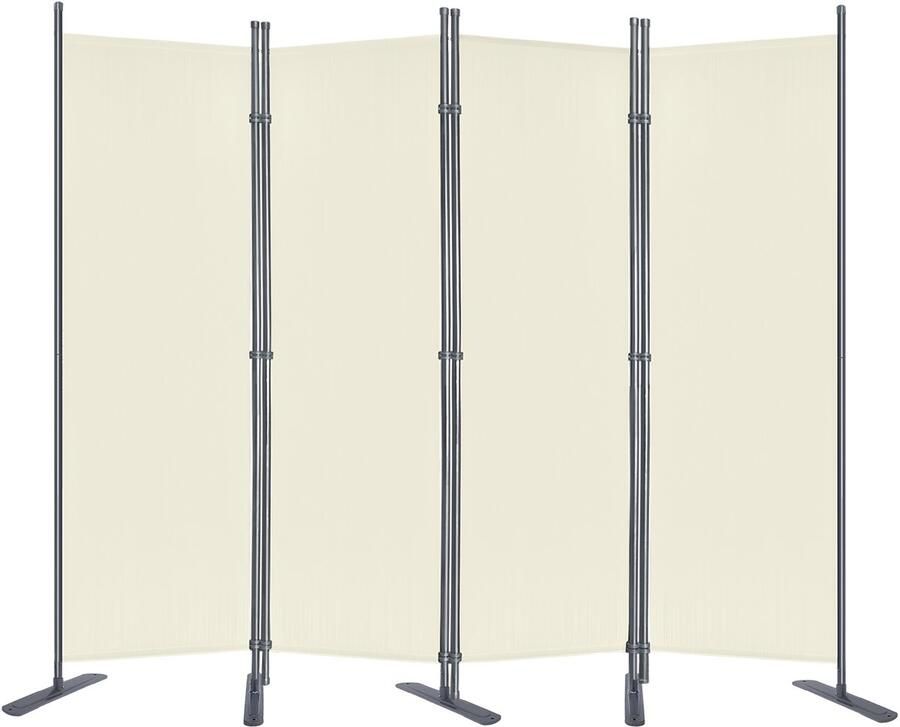 Aufun 4 delige Scherm Privacywand 225x180 cm verstelbaar Stellwand Kamerscherm voor kantoor en balkon Beige