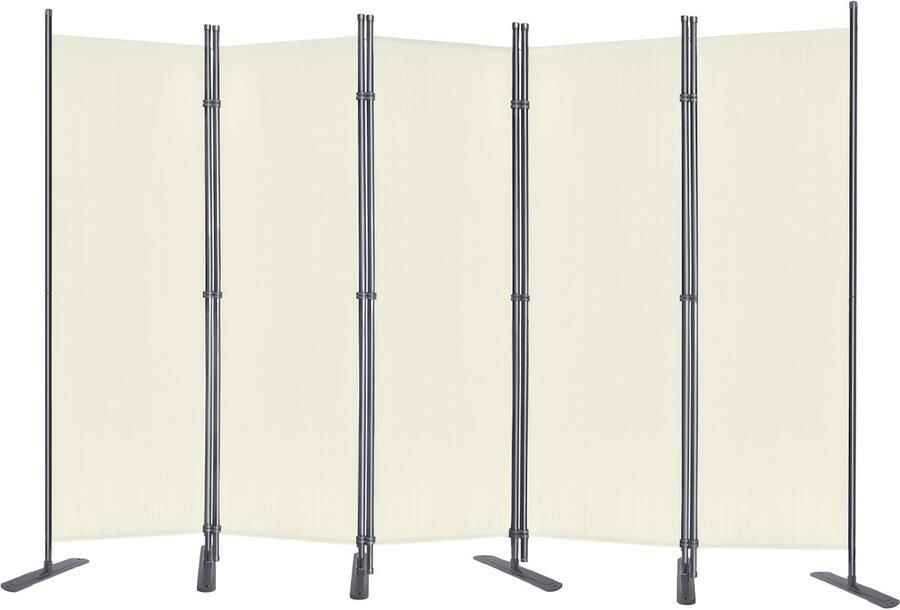 Aufun 5 delige Scherm Privacywand 280x180 cm verstelbaar Stellwand Kamerscherm voor kantoor en balkon Beige