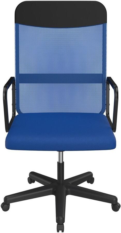 Aufun ergonomische bureaustoel met netbekleding en armleuningen draaibare gamestoel directiestoel blauw