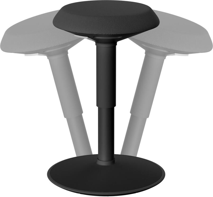 NAIZY Kantoorkruk Ergonomische ronde staande kruk 43-61 cm Hoogte verstelbare werkkruk 360° kantelbare wiebelkruk Werkkruk met hoge dichtheid spons voor thuis en kantoor zwart