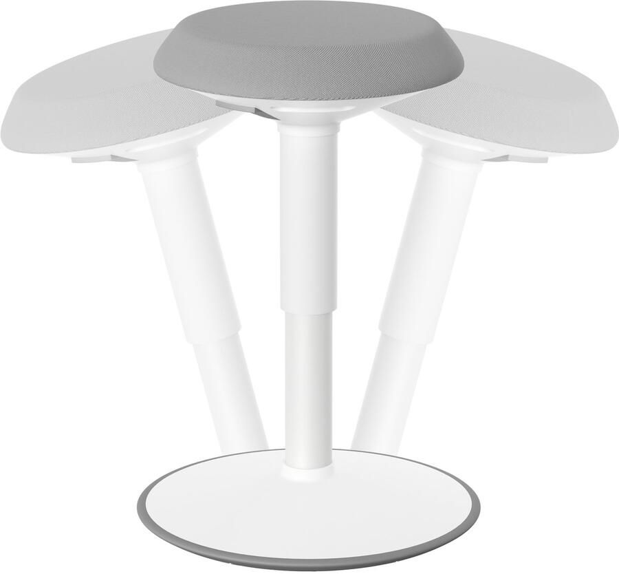 NAIZY Kantoorkruk Ergonomische ronde staande kruk 43-61 cm Hoogte verstelbare werkkruk 360° kantelbare wiebelkruk Werkkruk van spons met hoge dichtheid voor thuis en kantoor lichtgrijs