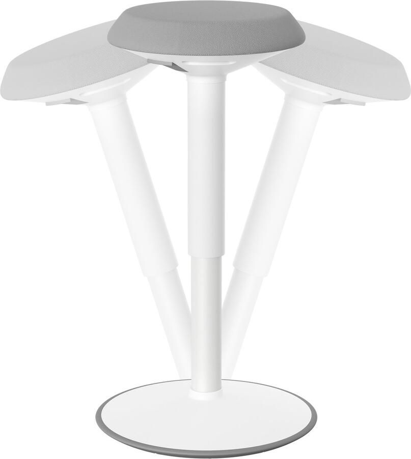 NAIZY Kantoorkruk Ergonomische ronde staande kruk 54-79 cm Hoogte verstelbare werkkruk 360° kantelbare wiebelkruk Werkkruk van spons met hoge dichtheid voor thuis en kantoor lichtgrijs