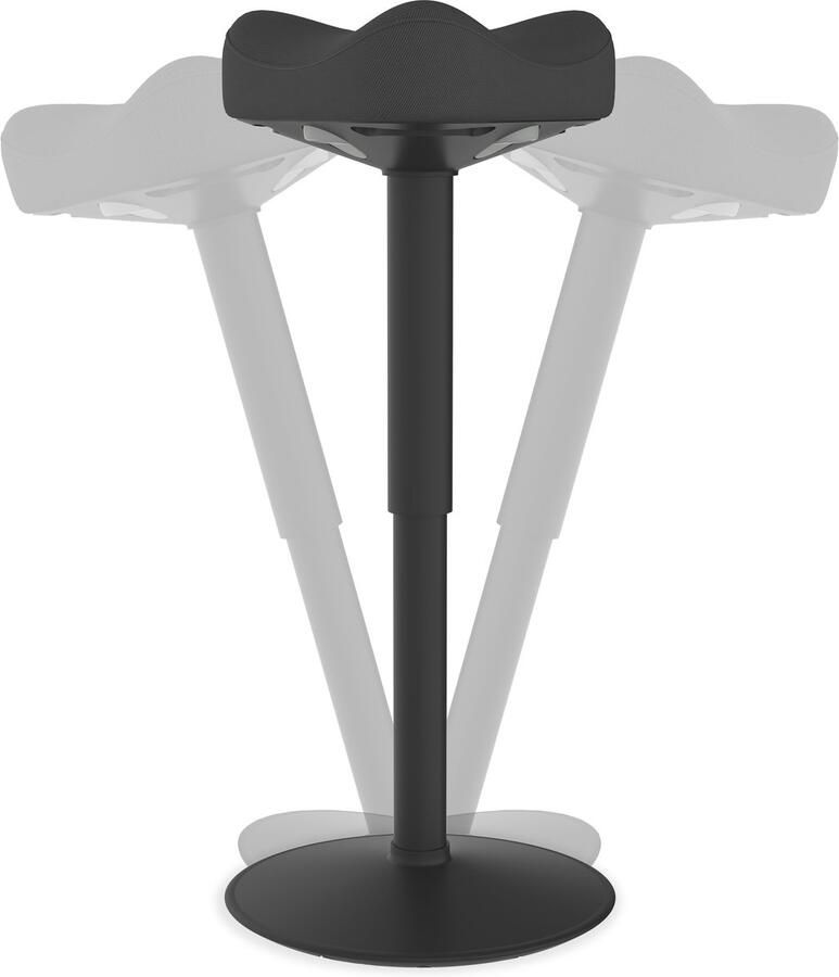 NAIZY Kantoorkruk Ergonomische Driehoek Staande Kruk 57-82 cm Hoogte Verstelbare Werkkruk 360° Kantelbare Wiebelkruk Hoge Dichtheid Spons Werkkruk voor Thuis & Kantoor Zwart