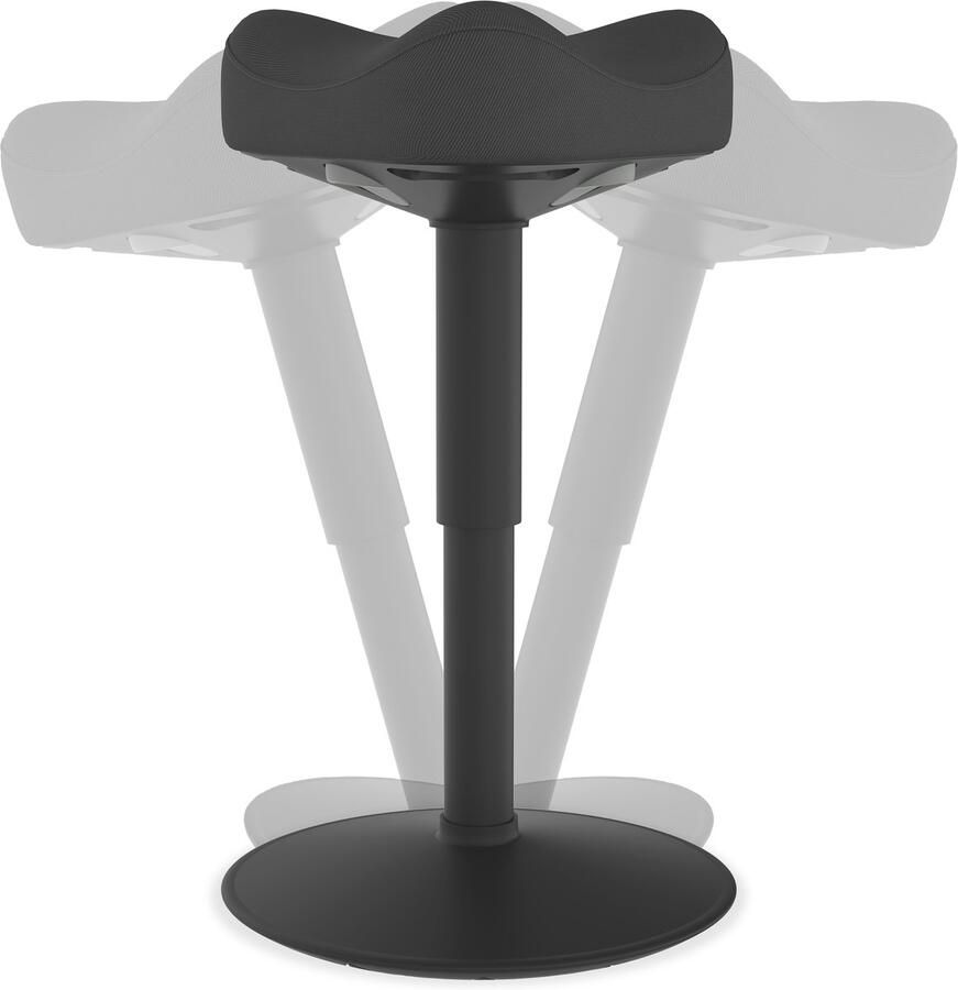 NAIZY Kantoorkruk Ergonomische Driehoek Staande Kruk 47-65 cm Hoogte Verstelbare Werkkruk 360° Kantelbare Wiebelkruk Hoge Dichtheid Spons Werkkruk voor Thuis & Kantoor Zwart