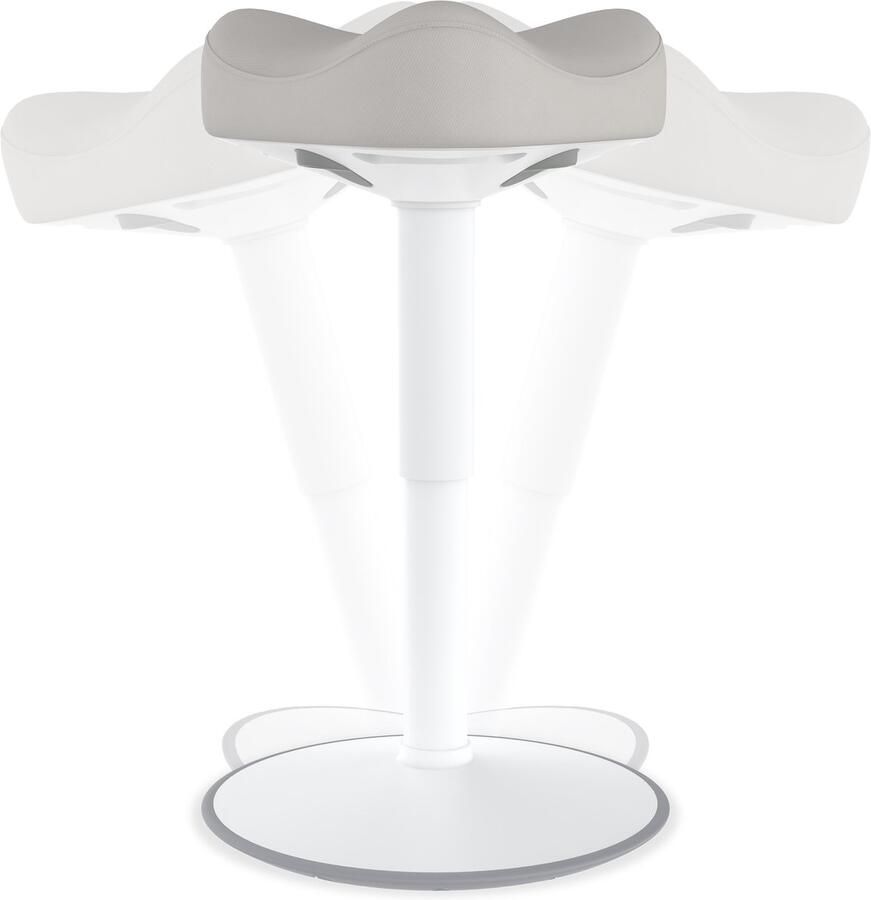 NAIZY Kantoorkruk Ergonomische Driehoek Staande Kruk 47-65 cm Hoogte Verstelbare Werkkruk 360° Kantelbare Wiebelkruk Hoge Dichtheid Spons Werkkruk voor Thuis & Kantoor Lichtgrijs