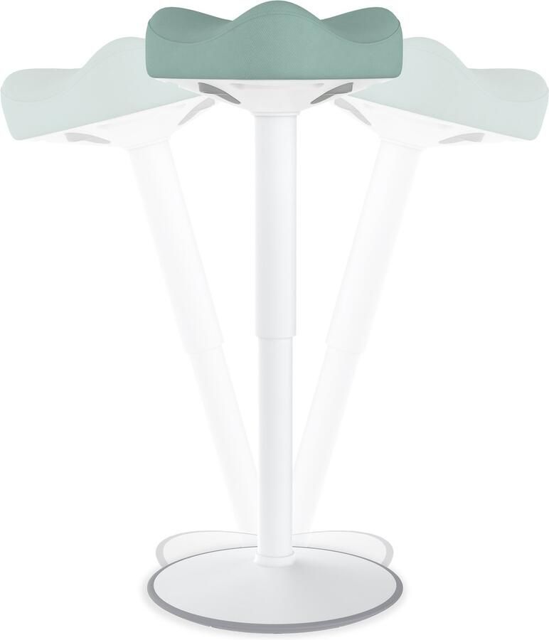 NAIZY Kantoorkruk Ergonomische Driehoek Staande Kruk 57-82 cm Hoogte Verstelbare Werkkruk 360° Kantelbare Wiebelkruk Hoge Dichtheid Spons Werkkruk voor Thuis & Kantoor Groen