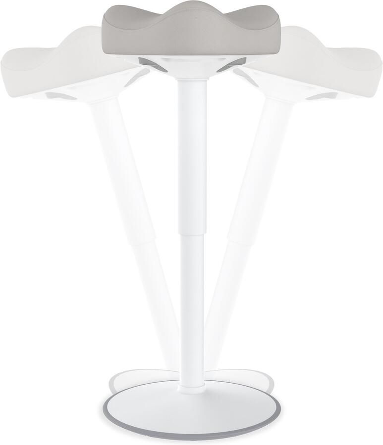 NAIZY Kantoorkruk Ergonomische Driehoek Staande Kruk 57-82 cm Hoogte Verstelbare Werkkruk 360° Kantelbare Wiebelkruk Hoge Dichtheid Spons Werkkruk voor Thuis & Kantoor Lichtgrijs