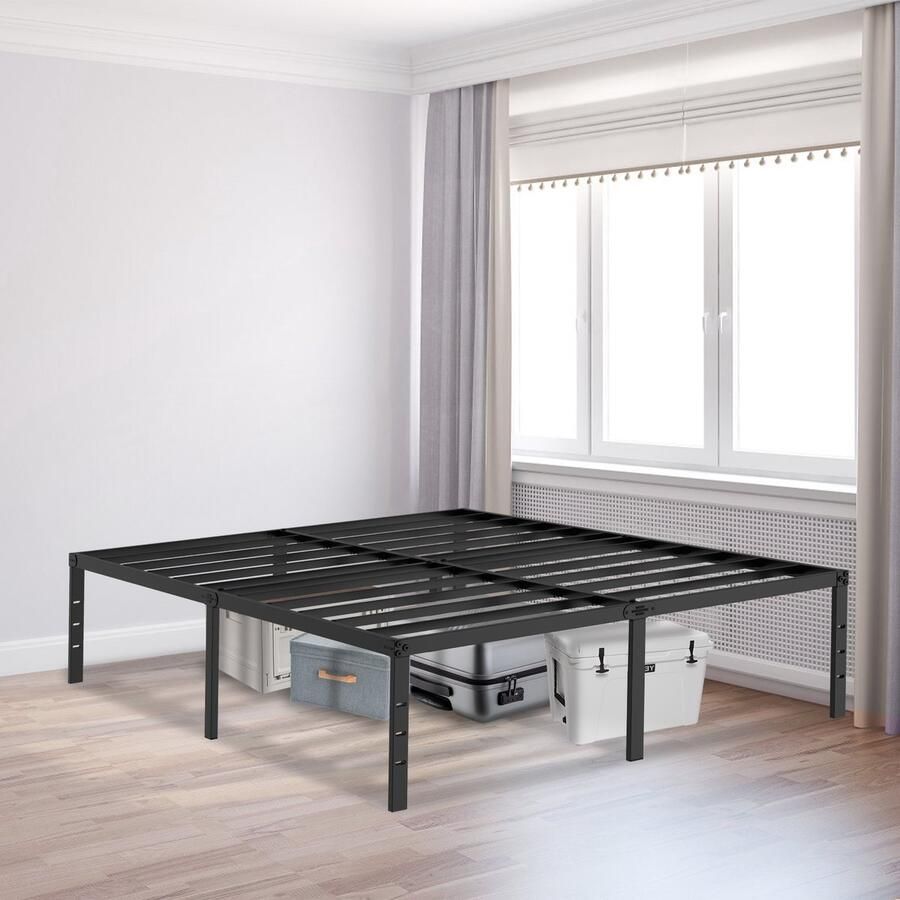 Aufun gestoffeerd bed 160 x 200 cm bedframe eenpersoonsbed van metaal designbed modern jeugdbed met lattenbodem houten lattenbodem bedframe metalen bed eenvoudige montage zwart logeerbed