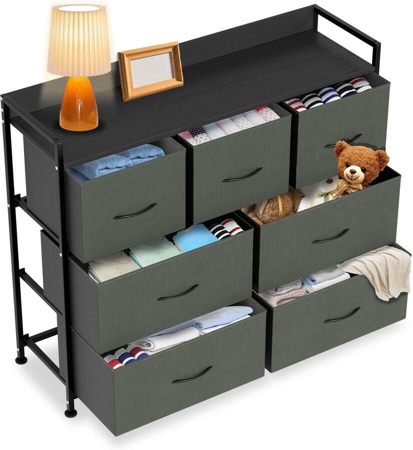 Aufun Ladekast Met 7 Stoffen Lades Slaapkamerladekast Opbergkast Stoffen Ladekast Metalen Frame Stoffen Ladekast (Linnengrijs)