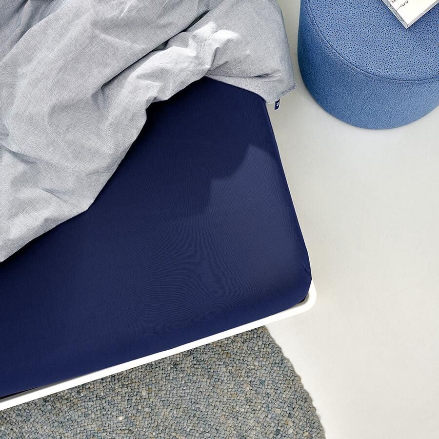 Auping Jersey 235 hoeslaken voor matras 180 200 x 200 210 220 cm Donkerblauw Biologisch katoen