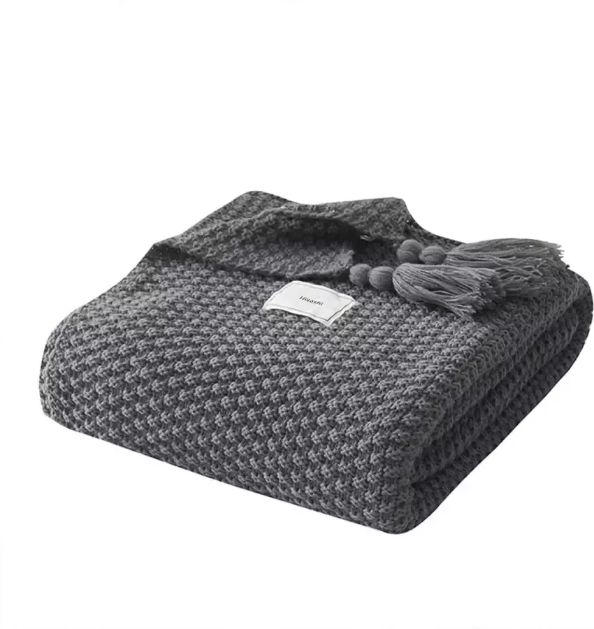 AUSTINCIAGA Deken Van Gebreid Plaid Bank Sprei Tafelkleed Sprei Warm Zacht Met Franjes Handgemaak Voor Strand Picknick Alle Seizoenen- bruin