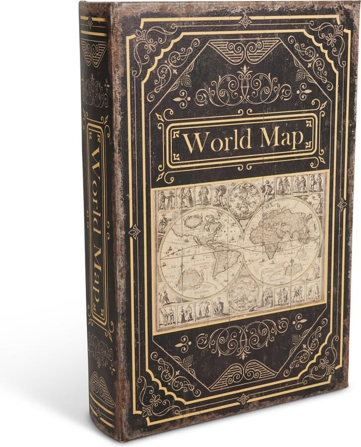 Authentic Models Boekenkast Decoratie Schrijftafel Safe Book World Map