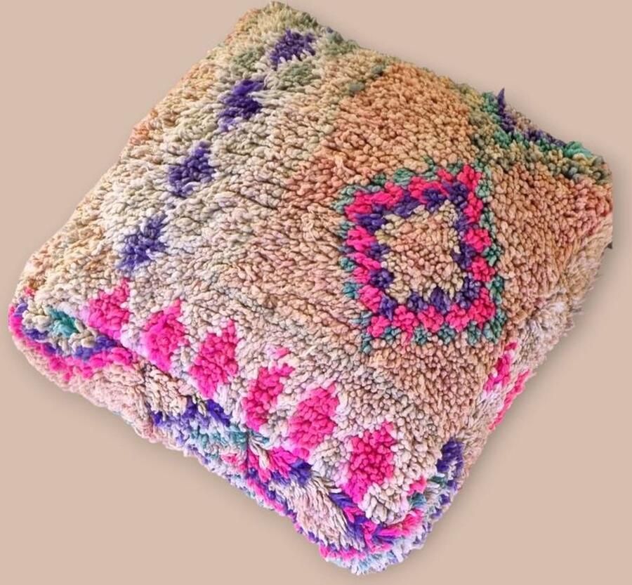 Authentiekevloerkleden.nl Marokkaanse poef en kussen Berber poef poef048 zitzak zitkussen retro poefs oosterse poefen