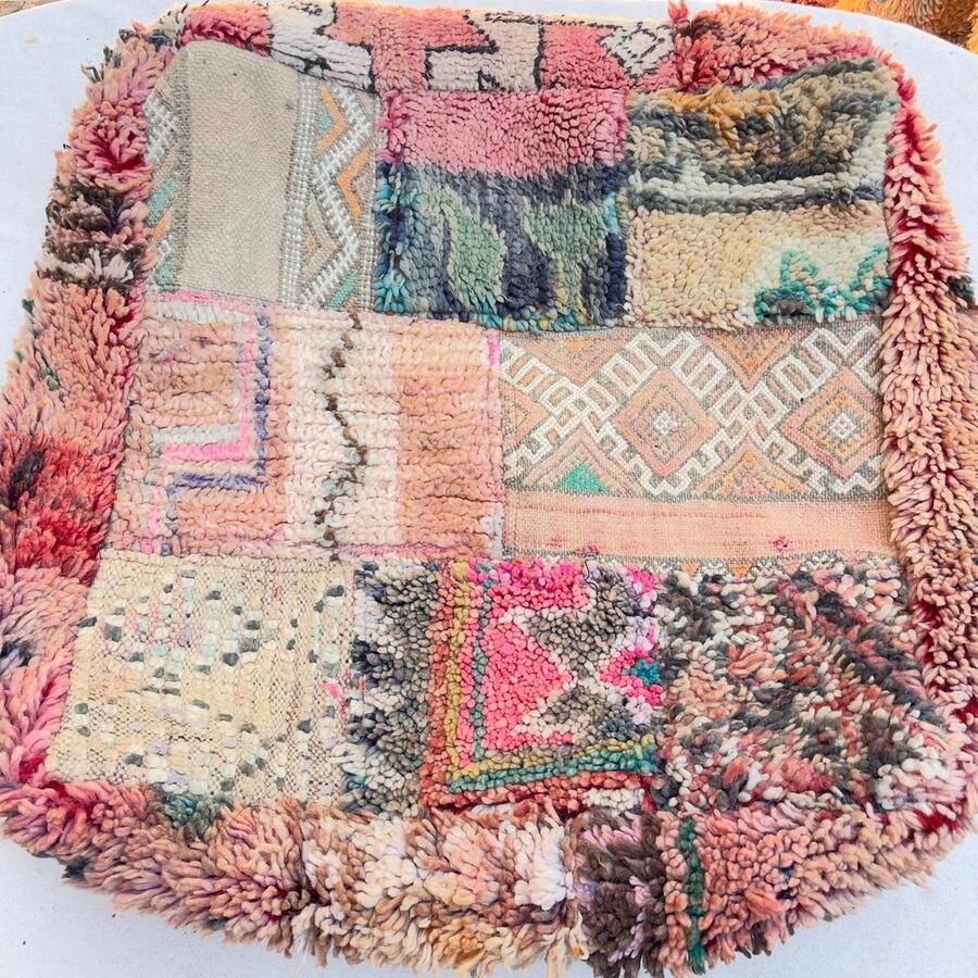 Authentiekevloerkleden.nl Patchwork Marokkaanse poef zit kussen zonder vulling Berber poef – poef243- zitzak zitkussen retro poefs oosterse poefen
