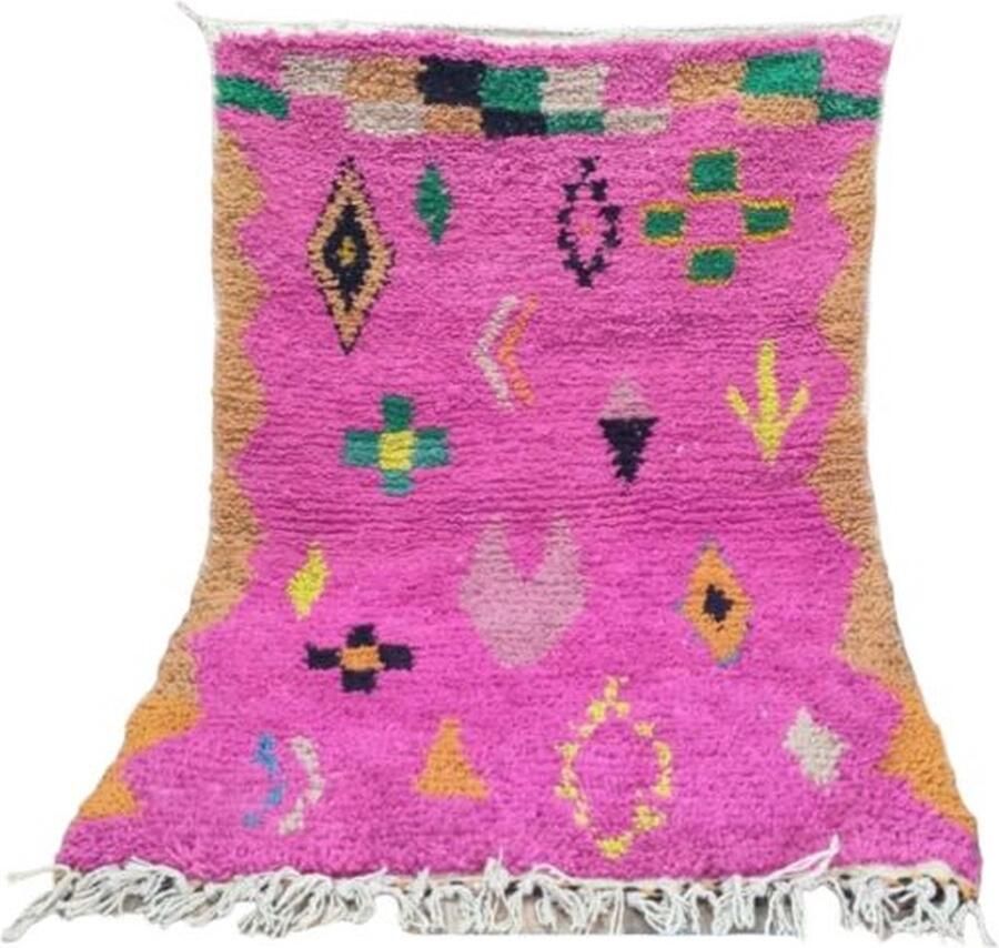 Authentiekevloerkleden.nl Roze Marrokaans vloerkleed 156 x 105 cm Berber tapijten