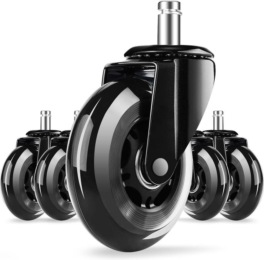 Hiaonyx Zwenkwielen bureaustoel wielen 11mm 5 stuks Superstil Rubberen materiaal Geschikt voor alle soorten tapijten of vloeren