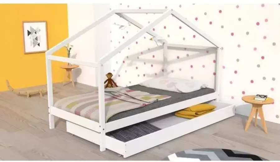 Autre KOALA Kinderbed met lade Massief grenenhout Wit Inclusief bedstructuur 90x190cm