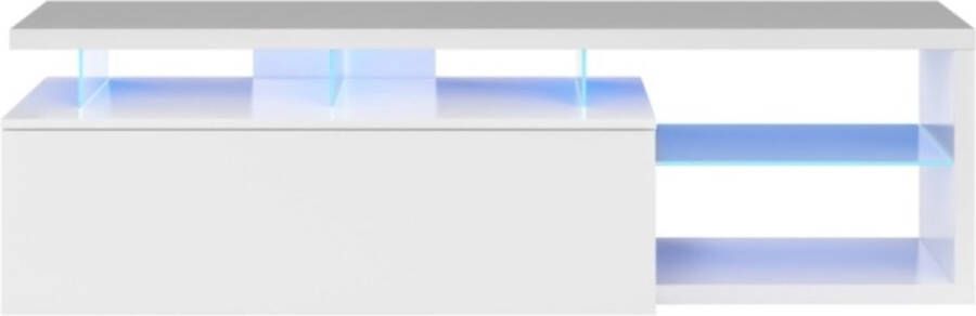 Merkloos LEDD TV-meubel met moderne witte LED en glazen planken L 150 cm