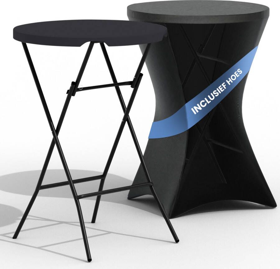 Avalo 4x Statafel Zwart 80x110 CM Partytafel Inclusief Statafelrok Opklapbare Bartafel - Foto 2