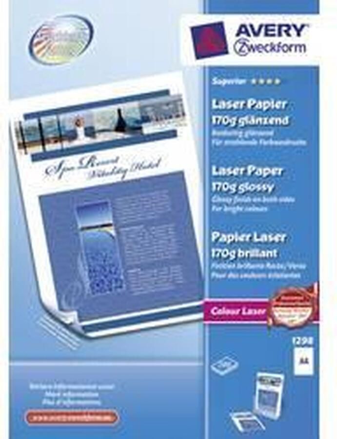Avery Zweckform Avery-Zweckform Superior Laser Paper 1298 Laserprintpapier DIN A4 200 vellen Wit
